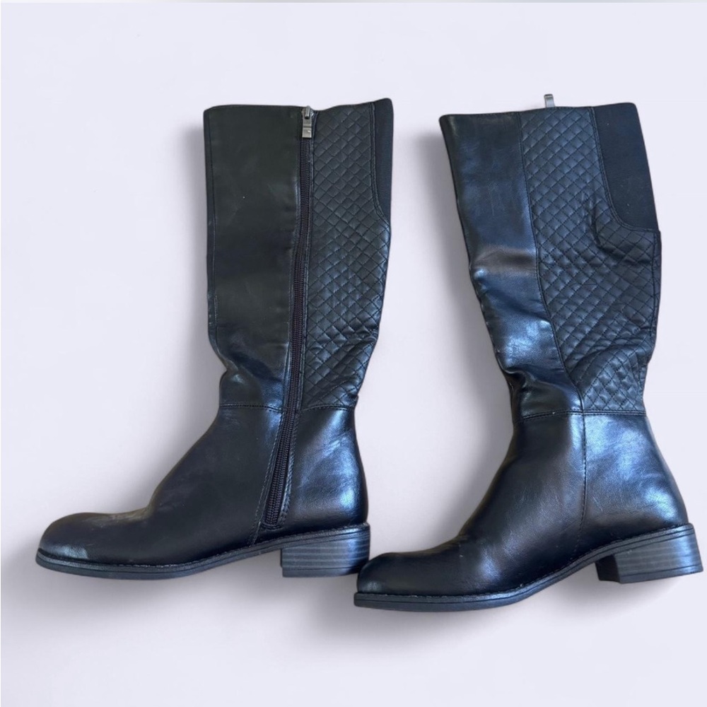 Black Quilted Leather Knee-High Boots